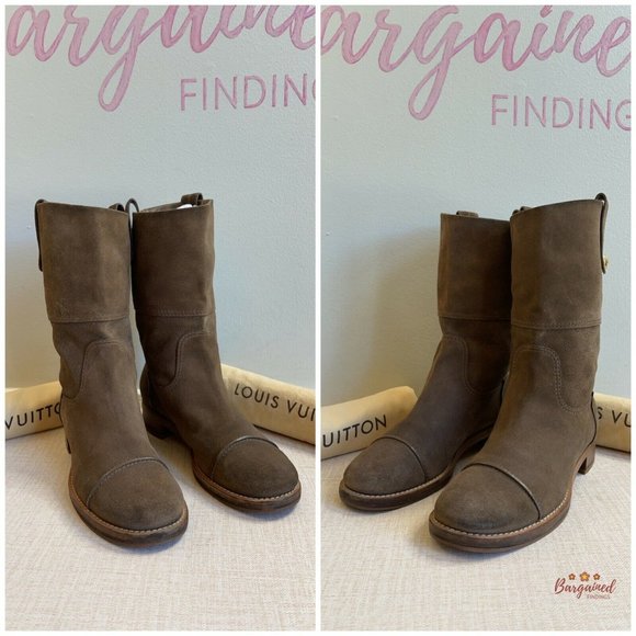 Authentic LOUIS VUITTON Brown Monogram Suede Mahina Mid-Calf Boots US Size 6.5 - Picture 10 of 13